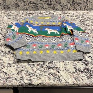 Mini Boden Gray Sweater with Colorful Patterns